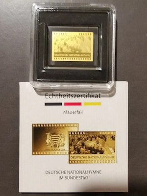 Goldbarren Mauerfall "Deutsche Nationalhymne im Bundestag" 1 1000 oz 999er Feingold mit Zertifikat
