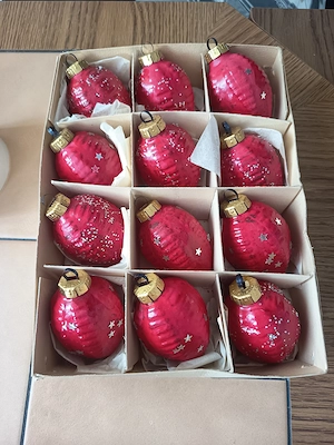 DDR Christbaumschmuck "Zapfen" aus Glas   12-teilig in OVP (Vintage)