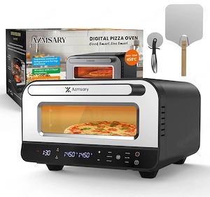 NEU - Elektrischer Pizzaofen, 6 Programme 1700W max. 450 C, 5-in-1-Multifunktion