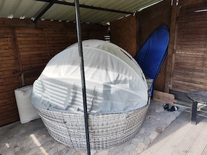 Runde Loungeinsel mit Sonnendach echt Polyrattan