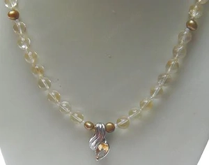 Citrinkette mit Citrinanhänger, 925 Silber