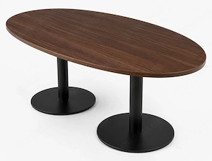Ovaler Konferenztisch   Esstisch 200 100cm dunkle Walnuss schwarz