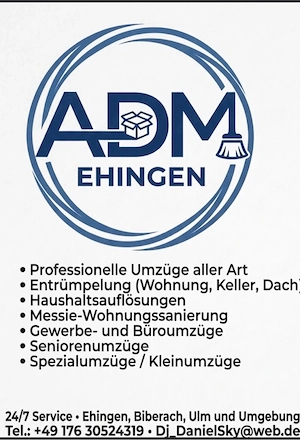 Professionelle Umzüge & Entrümpelungen in Ehingen, Ulm & Umgebung   24 7 Service.