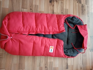 Winterfußsack rot grau bis 110 cm KHW 