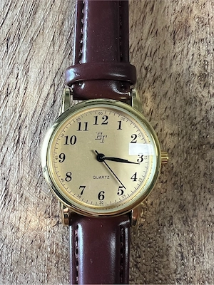 ET Eurotops Uhr Schmal Braun Gold