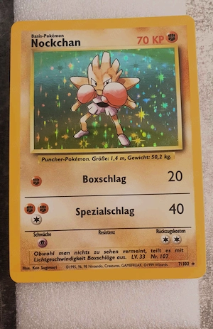 Pokemon Karte Nockchan TCG NEAR MINT, Base set 1999