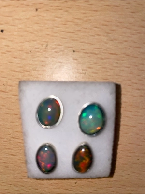 925 Silber Ohrringe mit echten Natur-Opalen