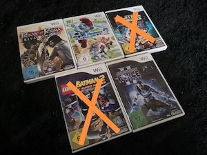 Nintendo Wii Spiele Paket 5 Stück, Schlümpfe, StarWars, Batman usw. 