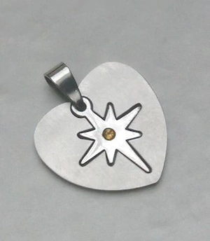 Herzanhänger, Edelsteahl mit gefassten Zirkonia