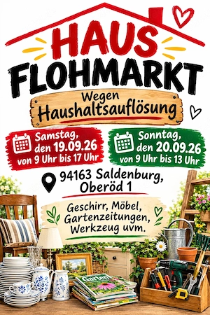 Hausflohmarkt. Für jeden was dabei, auch vieles zu verschenken.
