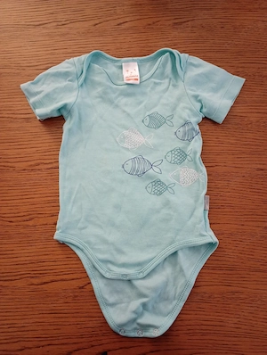 Kurzarmbody türkis Fisch 74 80 Pusblu 