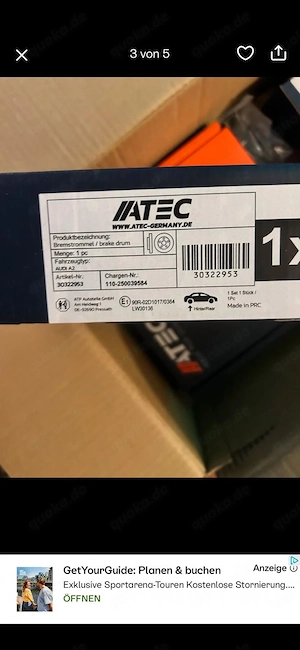 Neue Bremstrommel für PKW wie SEAT VW Audi