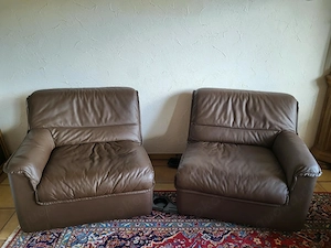 Rarität! 2 x Hochwertiges 2-Sitzer Sofa Leder Couch echt Büffelleder, zerlegbar. TOP Zustand! Bild 2