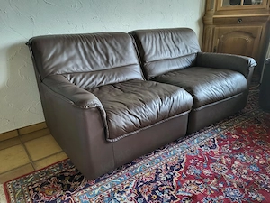Rarität! 2 x Hochwertiges 2-Sitzer Sofa Leder Couch echt Büffelleder, zerlegbar. TOP Zustand! Bild 3