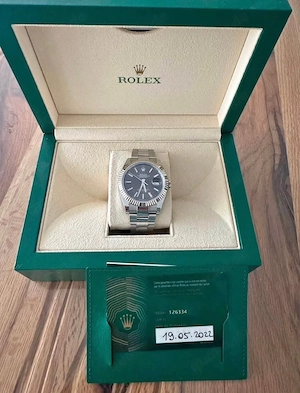 Rolex Datejust 41 (Ref. 126334)   Rhodium Dark Rhodium Dial   Full Set (2022)