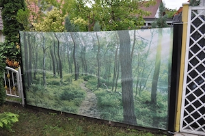 Seitenmarkise mit Fotodruck Rechts Wald 150x300 cm Sichtschutz Windschutz!