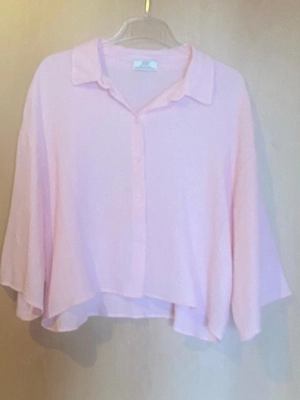 Damen Bluse hellrosa kurz