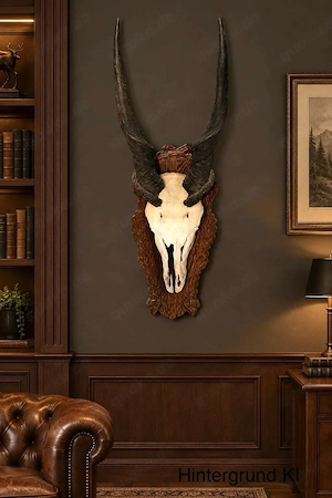 Elenantilope Trophäe   Große Vintage-Ausführung mit Holzschild, Sammlerstück aus altem Herrenhaus