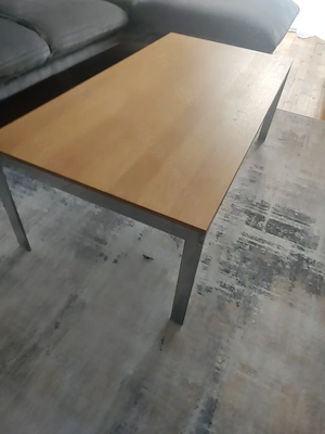 Couchtisch Edelstahl Gestell und Holzplatte