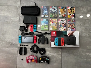 Nintendo Switch Mega-Bundle Hall-Effect-Sticks, 8 Spiele, OVP, 6 Controller