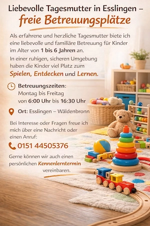 Kinderbetreuung für Kinder im Alter von 1 bis 6 Jahren 