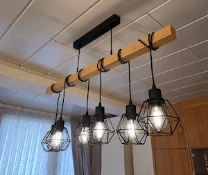 Pendelleuchte Holz Schwarz
