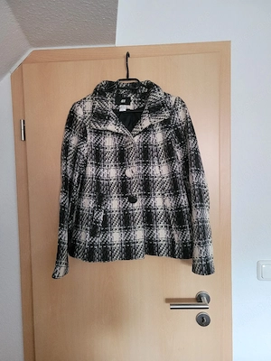 H&M Damen Kurzmantel   Jacke Gr. 36 (S)   Schwarz Weiß Kariert, Top Zustand!