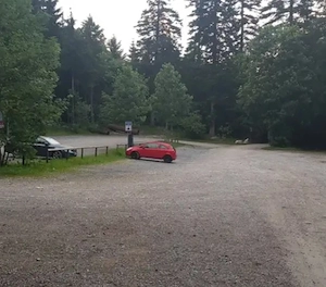Eine Frau Lust auf ein Parkplatz treffen. 