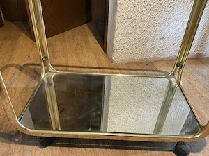 Vintage Barwagen   Servierwagen   Messing-Optik & Rauchglas (70er