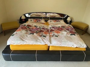 Schlafzimmer-set premium   schwarzes doppelbett + sessel