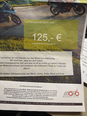 Moho Motorrad-Urlaub Gutschein
