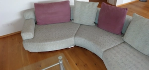 Hocker Sofa Ecksofa Couch mit Rundung und Kissen
