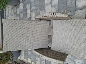 Gartenliege Polyrattan braun, verstellb. Kopfstütze, 188x53x53 cm mit Armlehnen