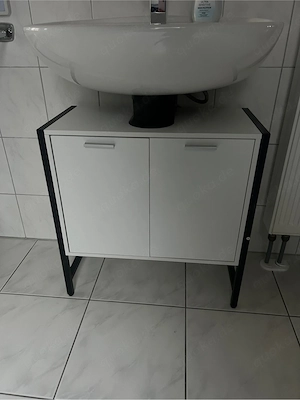 Waschbeckenunterschrank freistehend 60x60x30 cm 2 Türen 1 Fach Weiß Schwarz
