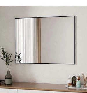 Schwarzer Badezimmerspiegel 50x70 cm rechteckiger Metallrahmen Badezimmerspiegel