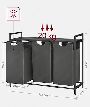 Wäschekorb mit 3 Fächern