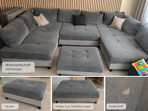 XXL Couch +Tisch mit 6 Stühle+2 Kleiderschränke