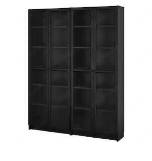 2x IKEA Billy Regal schwarz mit Vitrinentüren