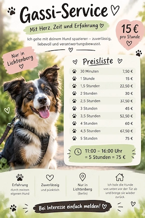    Gassi gehen in Lichtenberg   zuverlässig & liebevoll   