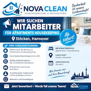 NovaClean sucht Reinigungskräfte 