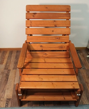 Massivholz Gartenliege, 191 x 63 x 34 cm, klapp-u. rollbar, gepolstert