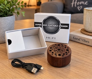 Stylischer Mini Bluetooth Lautsprecher | Holzoptik | Kompakt