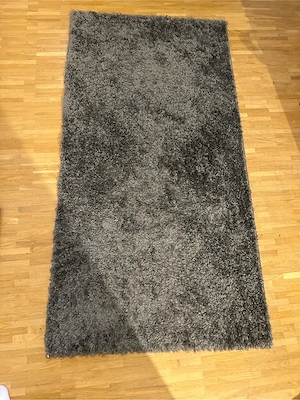 Hochflor Teppich 80x150 cm Grau