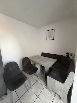 Eckbankgruppe Grau Schwarz 2 Stühle + Tisch