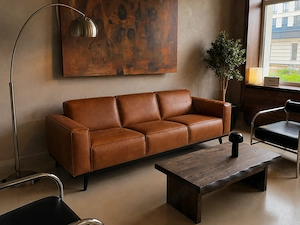 3-Sitzer Sofa 230 cm   hochwertiges Eco-Leder in Cognac
