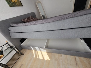 Polsterbett 180x200 mit großem Bettkasten   modern, gepflegt & viel Stauraum