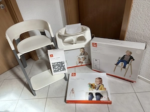 Stokke Steps Kinder Hochstuhl Kinderstuhl Baby Set OVP weiß grau