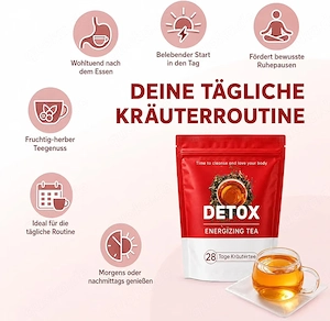 28 Tage Detox Tee mit Sencha & Oolong   12-Pflanzen-Kräutertee mit Mariendistel, Löwenzahn & Ginseng Bild 4