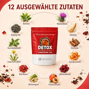 28 Tage Detox Tee mit Sencha & Oolong   12-Pflanzen-Kräutertee mit Mariendistel, Löwenzahn & Ginseng Bild 2