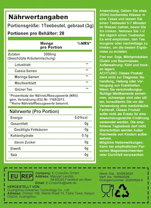 Detox Tee - 28-Tage-Blend Kräutertee mit Lotosblatt, Cassia, Moringa, Maulbeerblatt & Grüntee für Ge Bild 2
